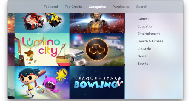 App Store na Apple TV dostal nové kategorie