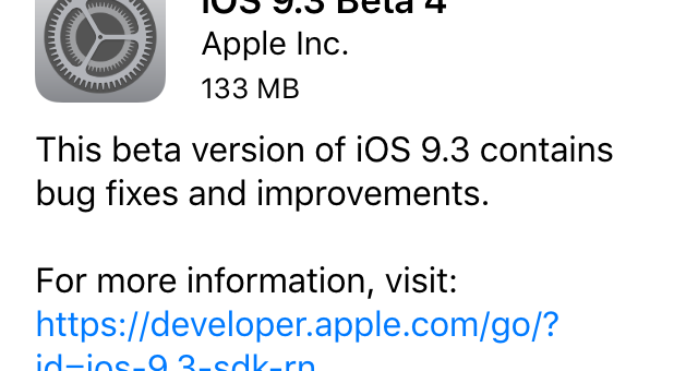 Apple vydal iOS 9.3 beta 4 pro vývojáře