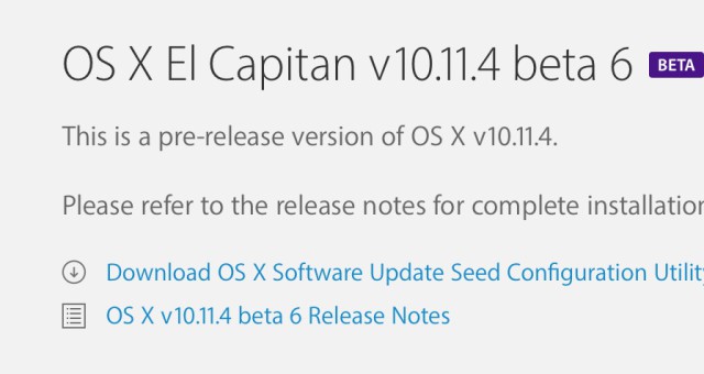 OS X El Capitan 10.11.4 beta 6 je nyní dostupná