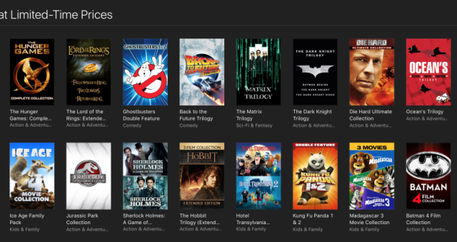 Na iTunes probíhají velké slevy na filmové balíčky