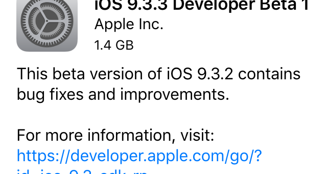 Apple uvolnil první beta verzi iOS 9.3.3 pro vývojáře