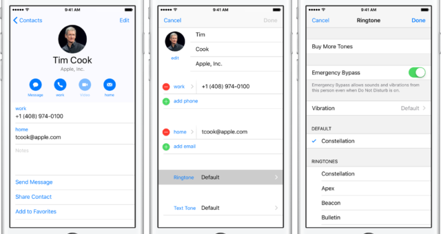 iOS 10: nová funkce Emergency Bypass u jednotlivých kontaktů