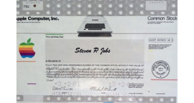 Certifikát na vůbec první odměnu Steva Jobse je na prodej. Za necelých pět milionů korun