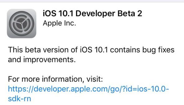 Apple zveřejnil druhou beta verzi iOS 10.1 pro vývojáře