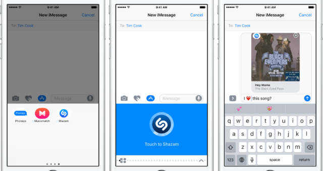 Identifikujte skladby uvnitř iOS aplikace Zprávy s aplikací Shazam