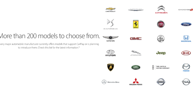 CarPlay již podporuje přes 200 různých automobilů