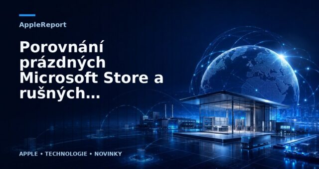 Porovnání prázdných Microsoft Store a rušných Apple Store