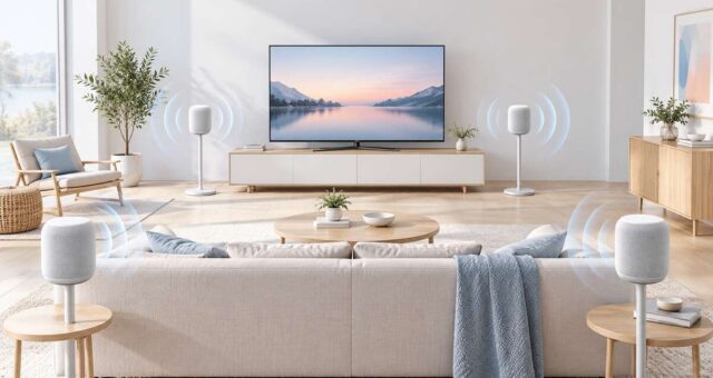 Čtyři HomePody místo kina? Apple testuje prostorový zvuk, který může otřást obývákem